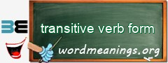 WordMeaning blackboard for transitive verb form